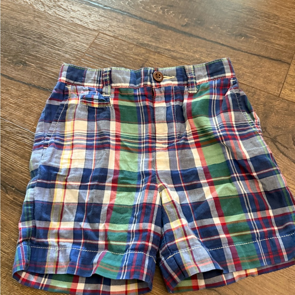 Polo by Ralph Lauren Blue and Green Flat‎ Front Shorts